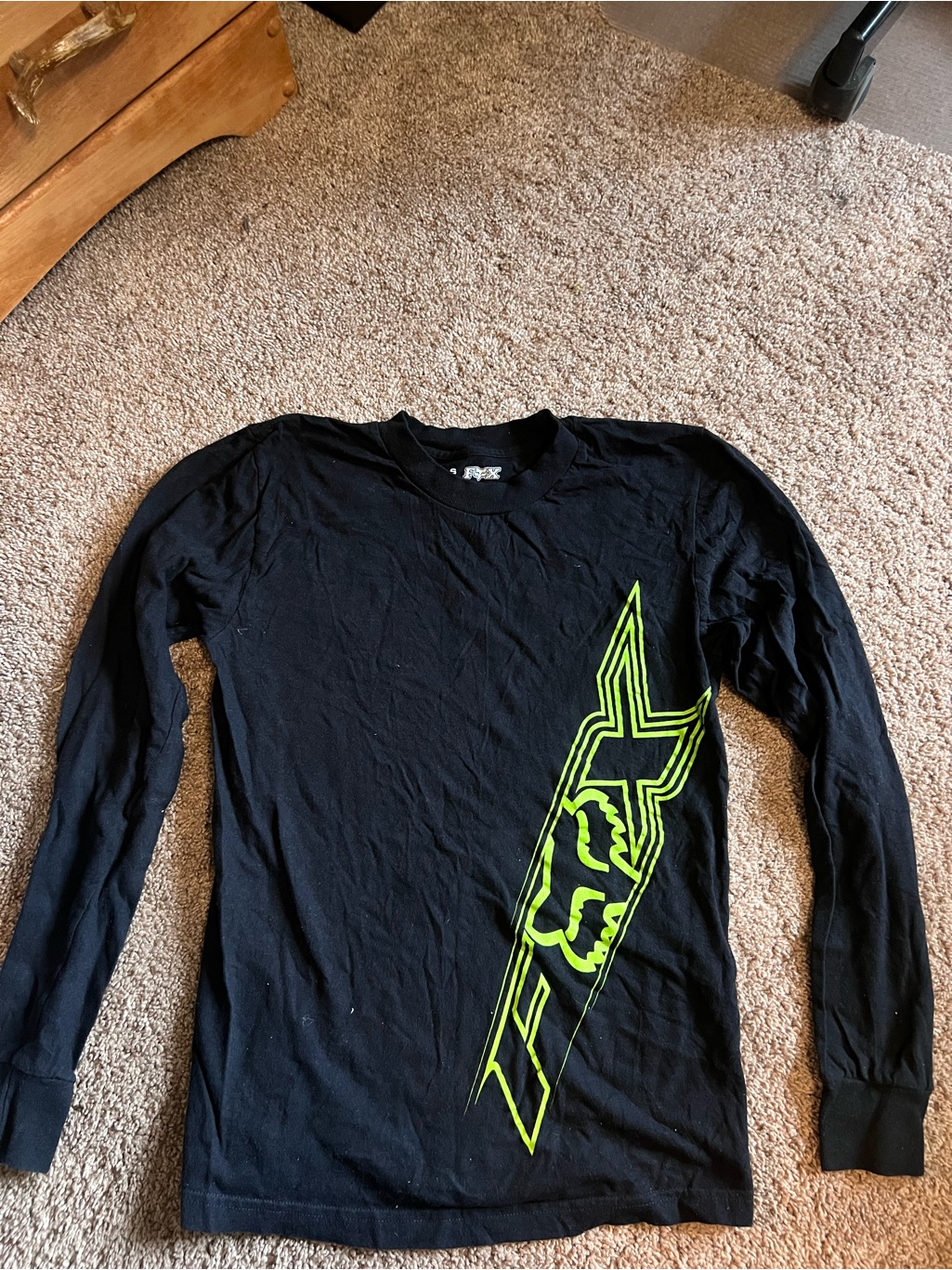 Fox Racing Men's Black Long Sleeve Tee With Neon Yellow Graphic